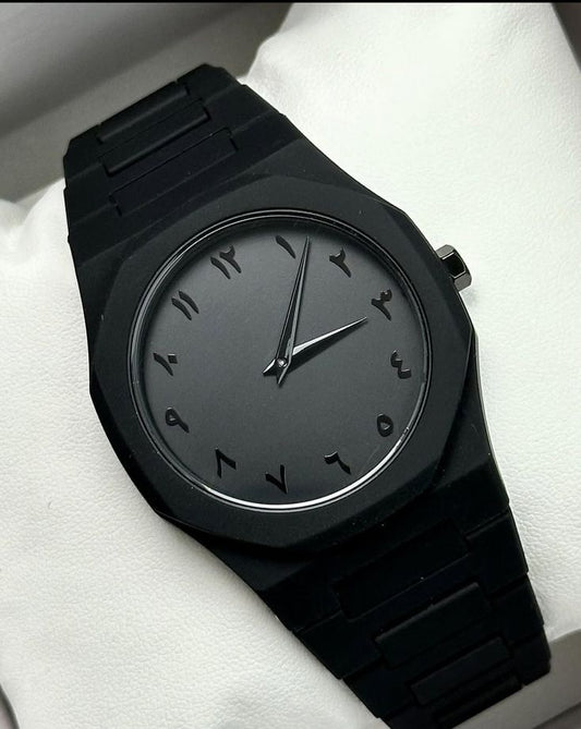 Black Aura Quartz Watch – Stylish Analog Watch for Men & Boys